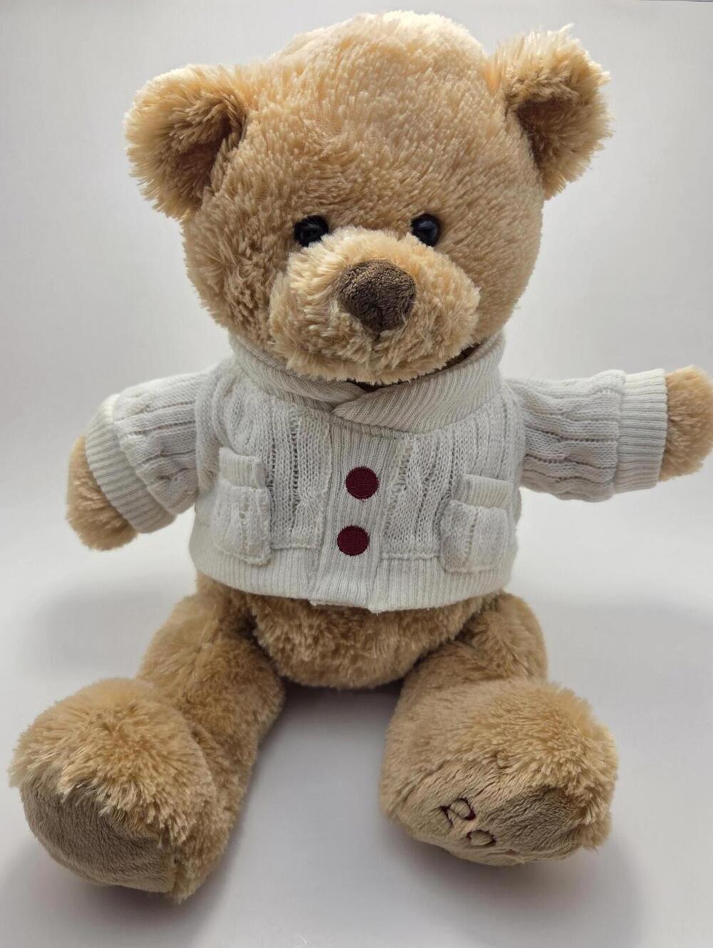 Vintage Gund "Nate" Teddy Bear Plush Soft with Cable Knit Sweater (10 inch)